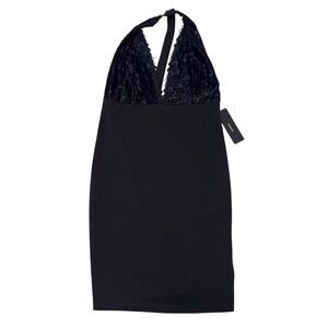 NWT Lulus Elegant Black Lace Halter Dress size Medium
